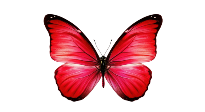 Isolated butterfly with brilliant red wings, detailed texture, nature beauty and flight