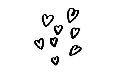  Cluster of Small Hand Drawn Heart Shapes illustration