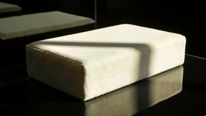 White rectangular soft object on the table