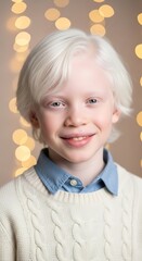 Smiling Child with White Hair Portrait.