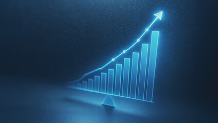 An abstract depiction of financial growth and upward momentum, as a neon chart ascends, symbolizing prosperity and investment.