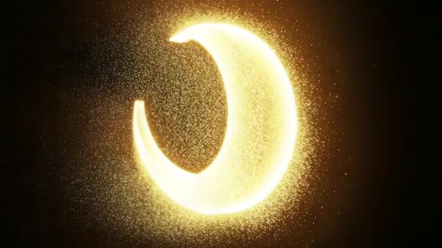 Half Moon of Gold Glitter in 4K