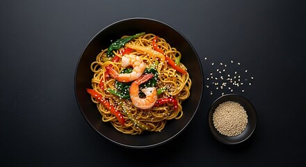 Delicious Shrimp Noodles Dish.