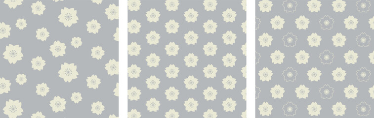 大和桜を組み合わせたモダンなグレーの模様セット