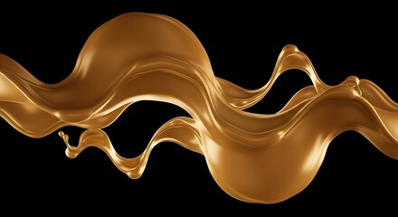 Golden Liquid Splashing in Motion.