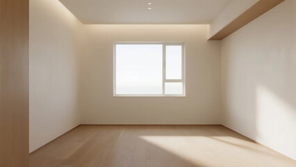 Empty room with large window letting in natural light