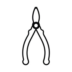 Black pliers silhouette on white background