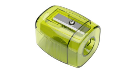 Isolated green pencil sharpener, stationery item for home, school or office use, tool