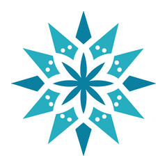 Obraz premium Geometric snowflake design in teal and blue