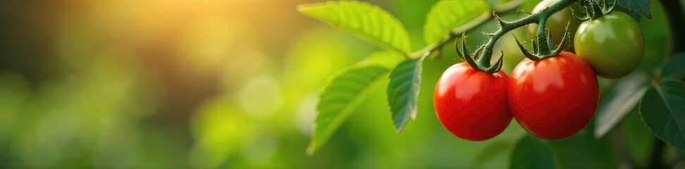 Sun-drenched tomatoes ripening on the vine in a lush Italian garden, ready for harvest A vibrant display of nature's bounty, perfect for pasta sauce or salads , Mediterranean, fresh, ripe