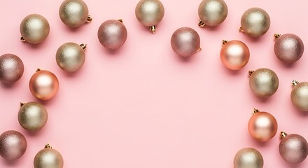Pink Background with Christmas Ornaments.