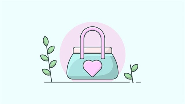 Animation video of cute tote bag with love theme, suitable for romantic wedding event souvenirs. Animation video
