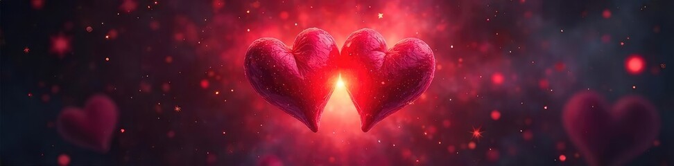 Two intertwined hearts, symbolic of a profound and enduring soul connection, radiating warmth and ethereal light , serenity, togetherness