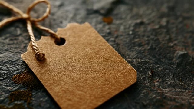 A piece of brown paper with a string attached, possibly used for wrapping or binding something