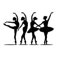 Fototapeta premium Graceful ballerinas in elegant pose, dance performance silhouette art for creative projects and designs