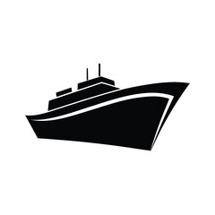 Obraz premium Minimalist black ship silhouette on white background