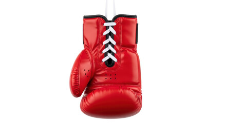 Isolated shiny red boxing glove for training, combat sports competition and equipment