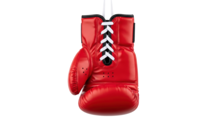Isolated shiny red boxing glove for training, combat sports competition and equipment