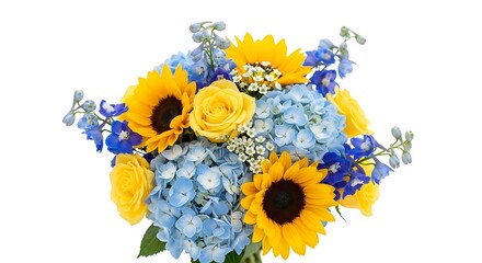 Vibrant Bouquet of Sunflowers and Hydrangeas.
