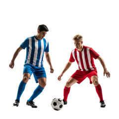 Naklejka premium Two soccer players competing for the ball in a dynamic match