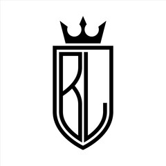BL Vector logo of initials shield with crown and minimalist, elegant style