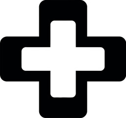 Obraz premium Simple black and white graphic medical cross symbol for healthcare and safety