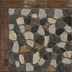 Geometry brick and pebbles tile