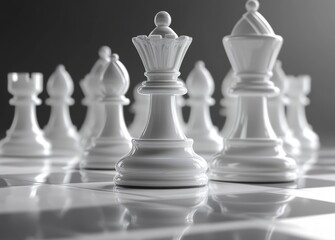 Shadows cast by the mystical white chess set conjure an atmosphere of enchantment and mystical wizardry on the board