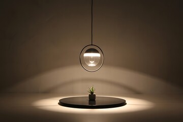 Modern levitating orb lamp with warm ambient light