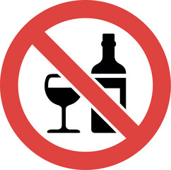 No alcohol symbol indicating prohibition of alcoholic beverages
