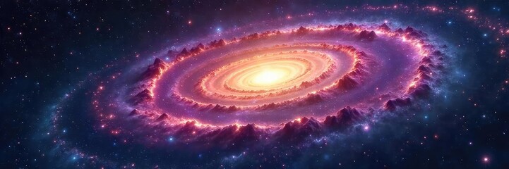 Stunning vista of a spiral galaxy, swirling arms of gas and dust, vibrant star clusters, cosmic dust lanes, distant nebulae, deep space exploration , blueshift, star formation