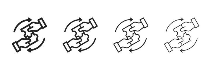 Synergy  Icon Set With Multiple Line Styles Vector Illustration 