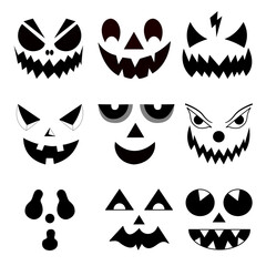 hand-drawn digital art vector illustration of a demon face with expressive emotions, blending ghostly and cartoon styles in a black and white Halloween-themed design.