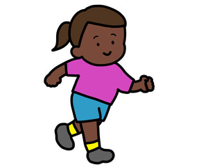 笑顔で走る黒人の女の子