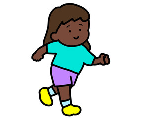 笑顔で走る黒人の女の子