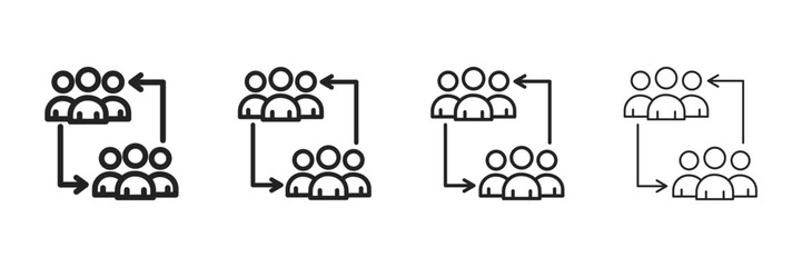 Collaboration  Icon Set With Multiple Line Styles Vector Illustration 