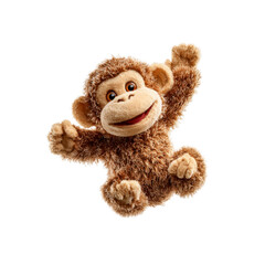 Joyful Brown Plush Monkey Toy, Isolated on Black Background