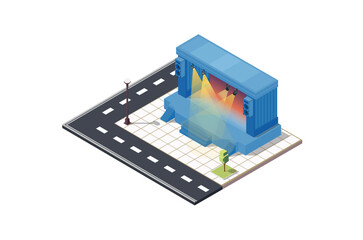 Isometric Music Event stage, 3d Concept Isometric View. Suitable for Diagrams, Game Asset, And Other asset