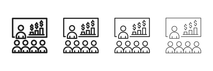Training  Icon Set With Multiple Line Styles Vector Illustration 