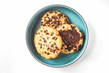some cookies in a plate isolated on a white background