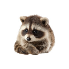 Obraz premium Adorable Baby Raccoon Kit Close-Up on Black Background