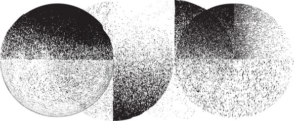 Sprayed black half circles composition .Graffiti art design . Noise textured semi circles . Spray effect .Grunge texture .Art design forms.Distressed element .Rough roller paint semicircles .Vector 