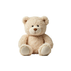 Fototapeta premium Adorable Beige Teddy Bear Plush Toy Sitting on Black Background