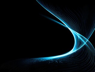 Abstract Blue Light Trails on Black Background for Tech, Energy, or Digital Motion Design Use
