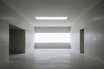 Minimalist white empty room with natural light from windows