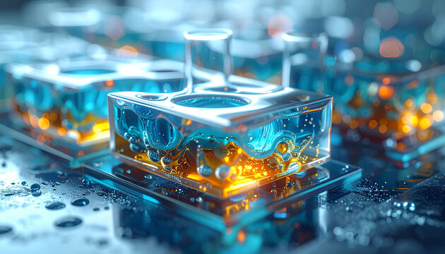 Abstract Laboratory Elements: A captivating composition of abstract lab elements in a dynamic, artful setting, exploring the beauty of scientific abstraction.