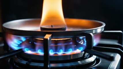 A close-up view of a frying pan on a stove, ideal for use in cookbooks or kitchen-themed articles