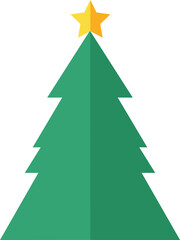 Fototapeta premium Christmas tree illustration with star on top isolated on white background