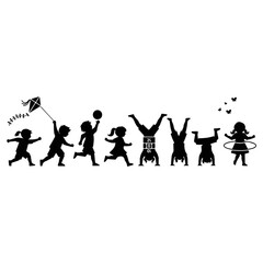 Children Playing Silhouettes - Joyful Moments of Childhood Fun.