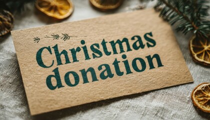 Supporting holiday cheer with a card promoting Christmas donation and festive decorations